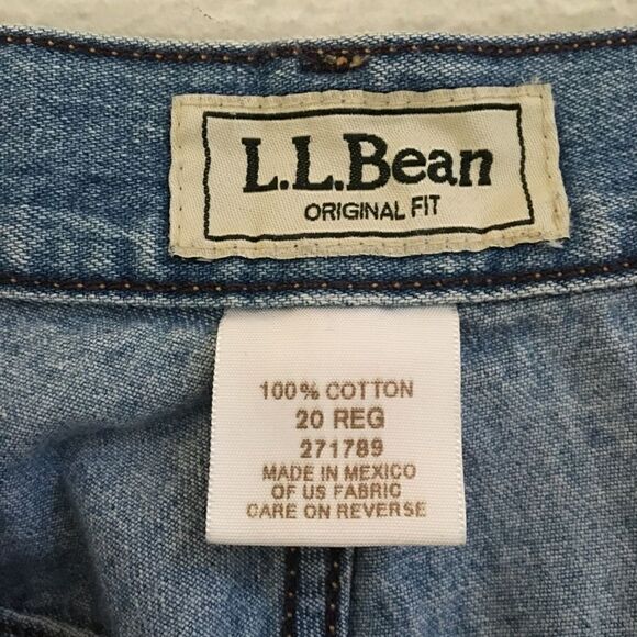 L.L. Bean wide straight leg denim light wash jeans 20R - Picture 5 of 6